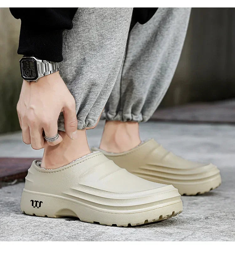 Waterproof Cotton Chef Shoes For Men Anti-Slip Work Footwear Warm Comfortable Kitchen Specialized Shoes With EVA Outsole - Sun Studio