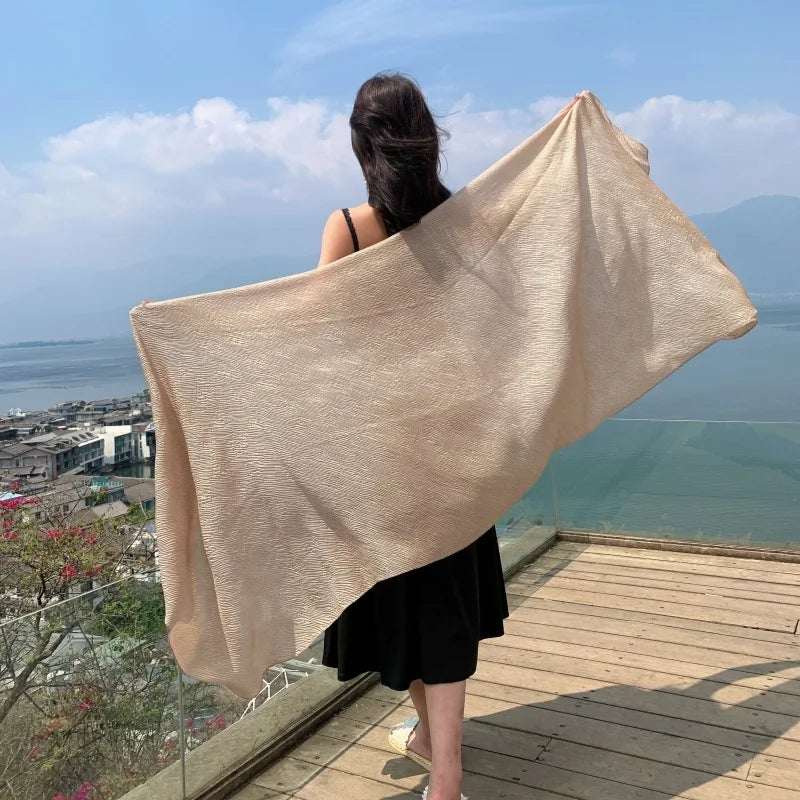NEW 9Pure Colors Wrinkles 70x170cm Travel Beach Scarve Bikini Shawl Sarong Wrap Scarf Women Brazilian Swimsuit Bathing Cover-ups - Sun Studio