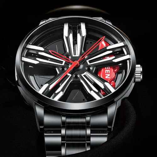 2025 New Racing Watches Men Custom Design Super Car Rim Watch Stainless Steel Black Retro Waterproof Watch Relogio Masculino - Sun Studio