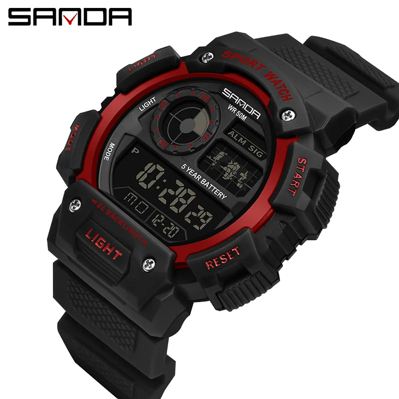 SANDA Top Brand Classical Style Men Digital Watch Military Sports Watches Fashion Waterproof Electronic Wristwatch Shockproof - Sun Studio