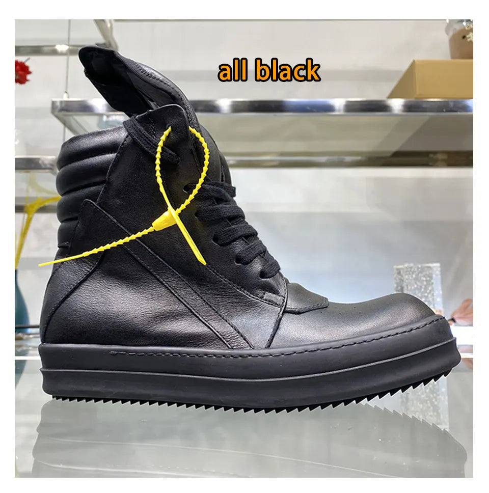 Ro Shoes Men Leather 2025 New Earthy Grey Cow Suede Lace Up Zipper Thick Sole Luxury Geo Women Street Hip-hop Casual Flat Boots - Sun Studio