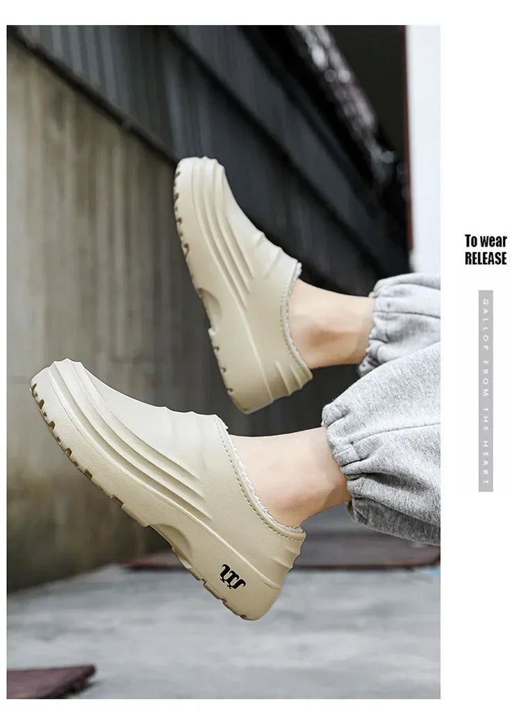 Waterproof Cotton Chef Shoes For Men Anti-Slip Work Footwear Warm Comfortable Kitchen Specialized Shoes With EVA Outsole - Sun Studio