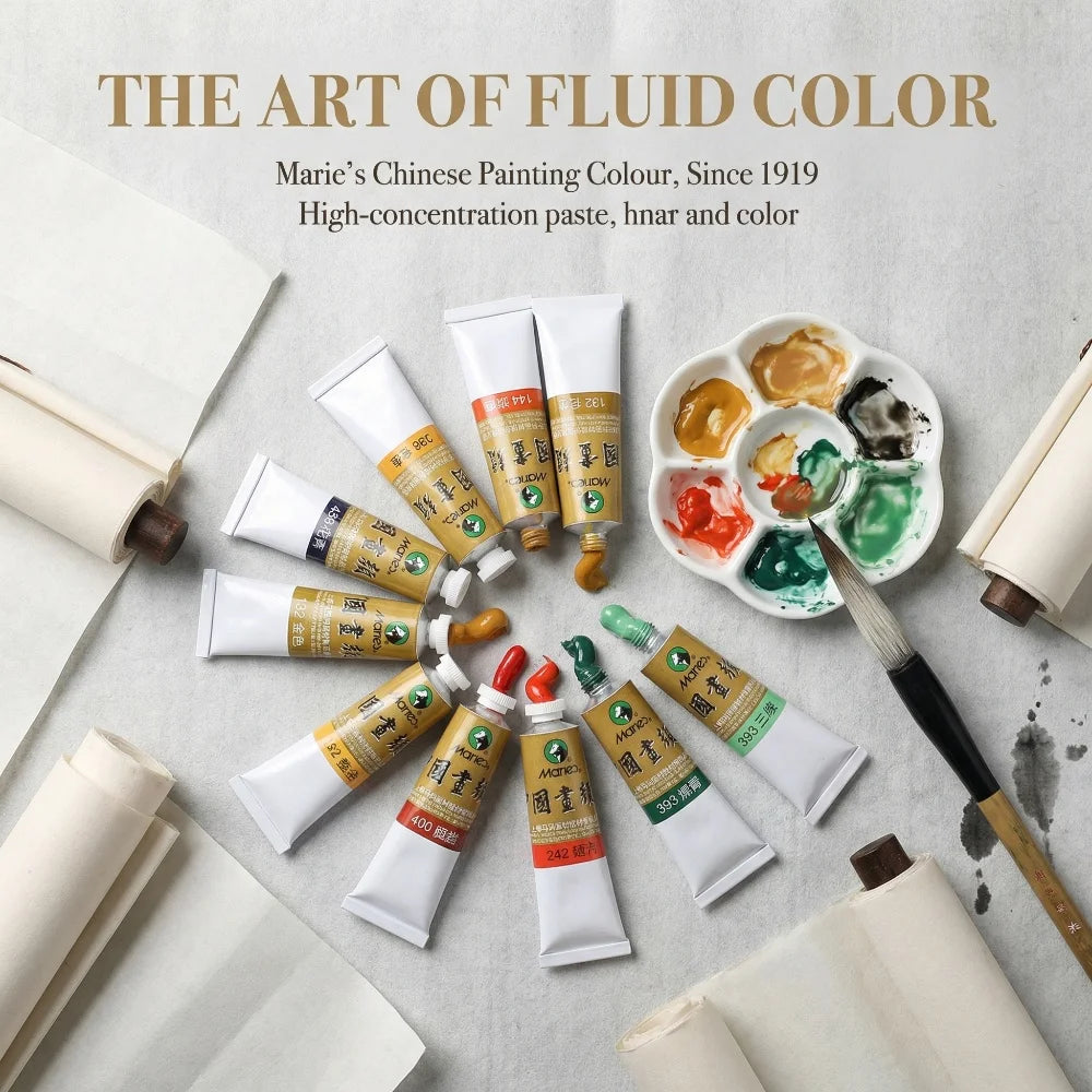 Maries Chinese Painting Single 32ml Large Meticulous Painting Large Capacity Ink Painting Garcinia Cambogia Golden Flower Green - Sun Studio