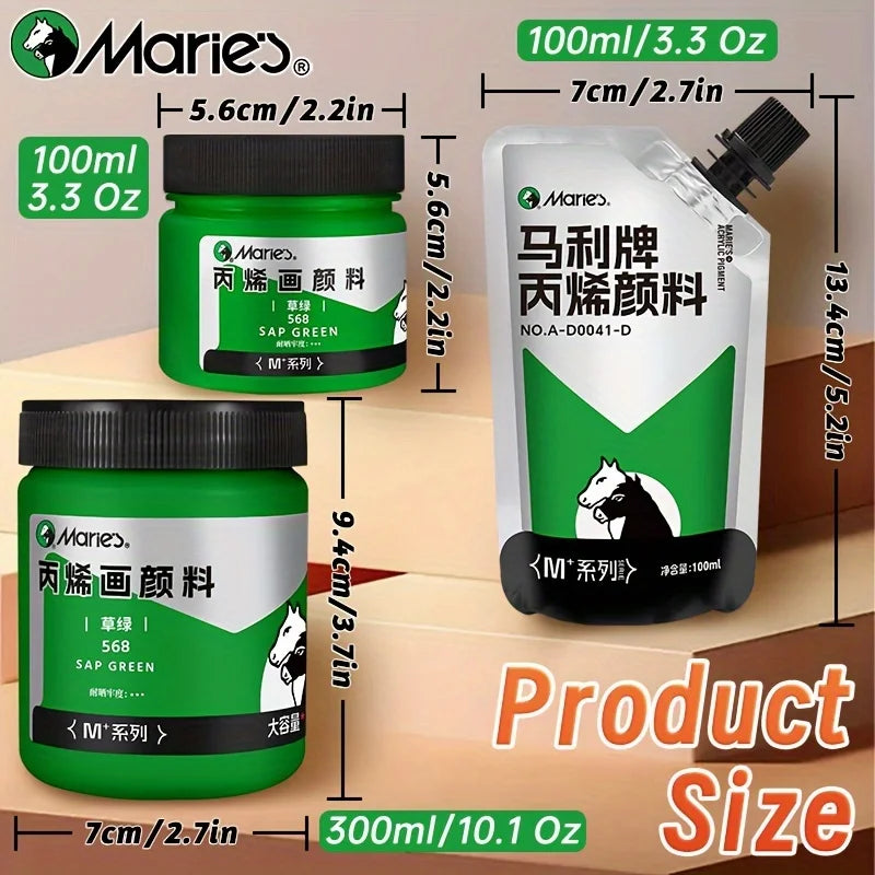 Marie's 1pc 100/300ml 3.38 oz/10.1 oz Sap Green Acrylic Paint,Acrylic Pigment for Wood,Rock,Painting Enthusiasts for Adults - Sun Studio