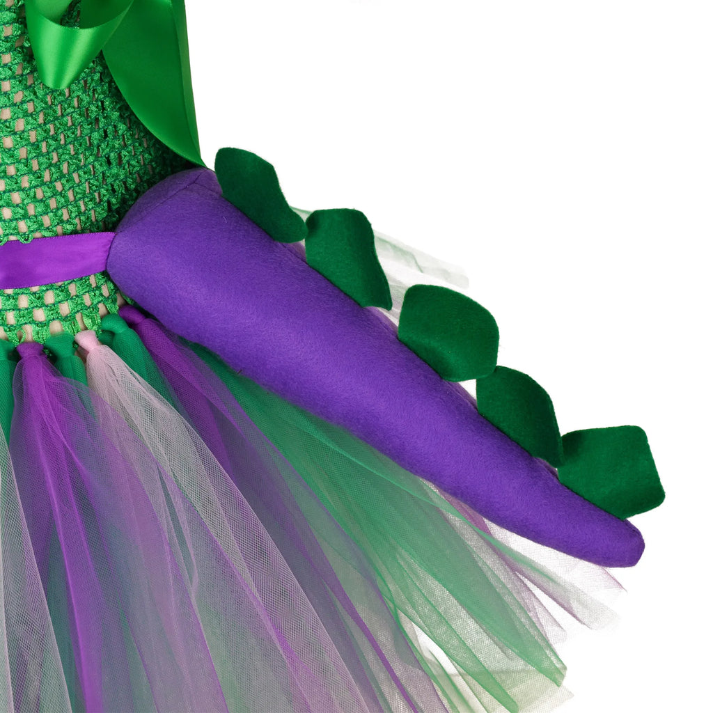 Green Kids Girls Dinosaur Cosplay Dresses Birthday Party Tutu Dresses for Baby Cartoon Princess Girls Costumes Set for Halloween - Sun Studio