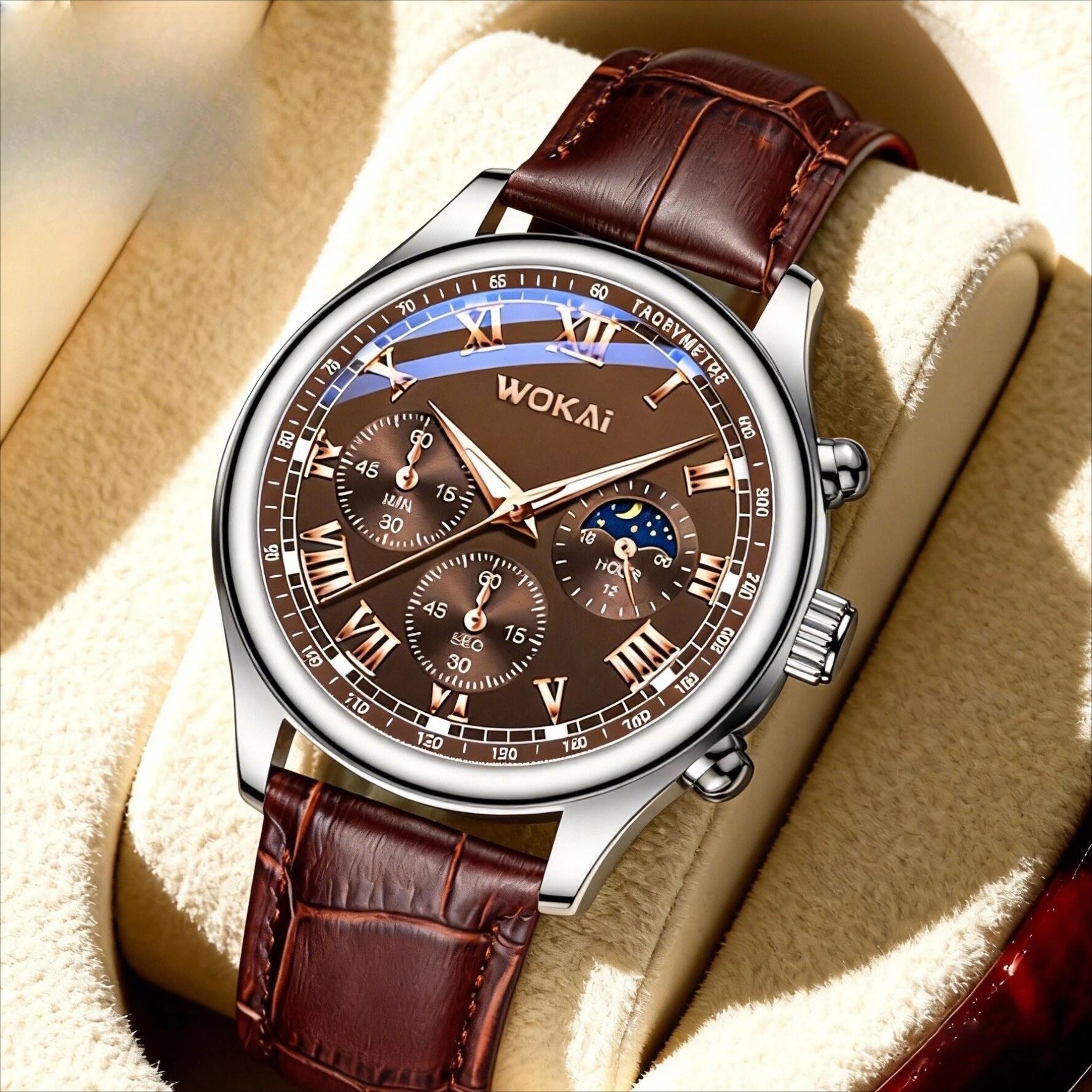 Luxury Men Business Watches Fashion Leather Strap Round Dial Male's Analog Quartz Wristwatch Reloj Hombre（Without Box） - Sun Studio