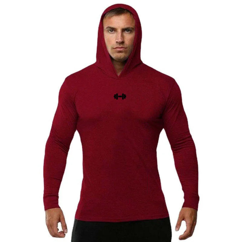 Gym Running Sport T-Shirts Mens Cotton Long Sleeve Hooded Clothing Fitness Bodybuilding Muscle Hoodies Workout Jogging Shirts - Sun Studio