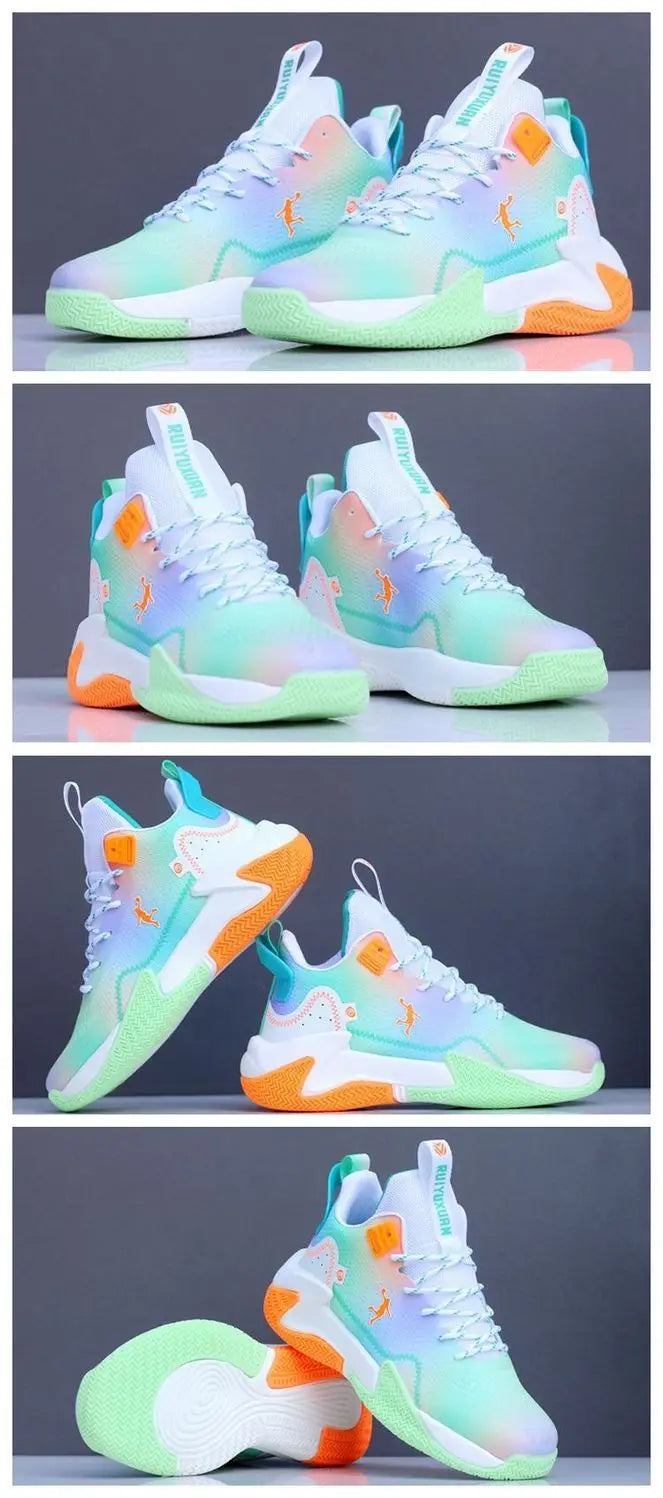 Brand Professional Men's White Red Blue Basketball Shoes Basketball Sneakers Anti-skid High-top Couple Man Basketball Boots