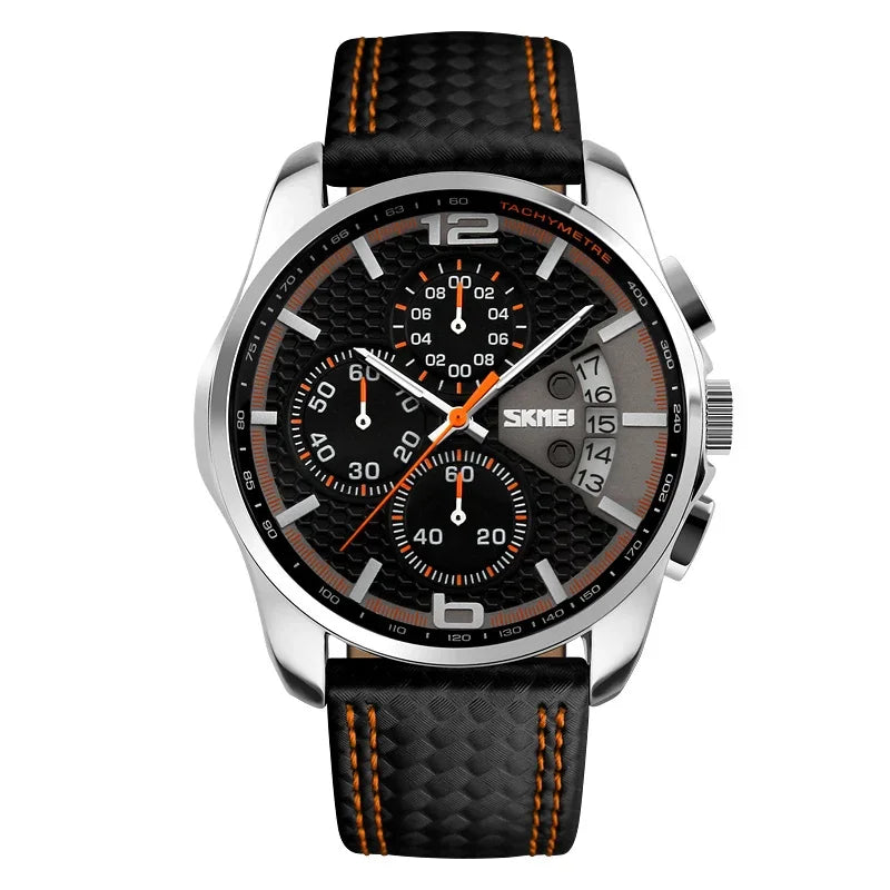 Skmei Top Brand Luxury Leather Strap 5Bar Waterproof Quartz Wristwatches Relogio Masculino Fashion Sport Mens Watches 9106 - Sun Studio