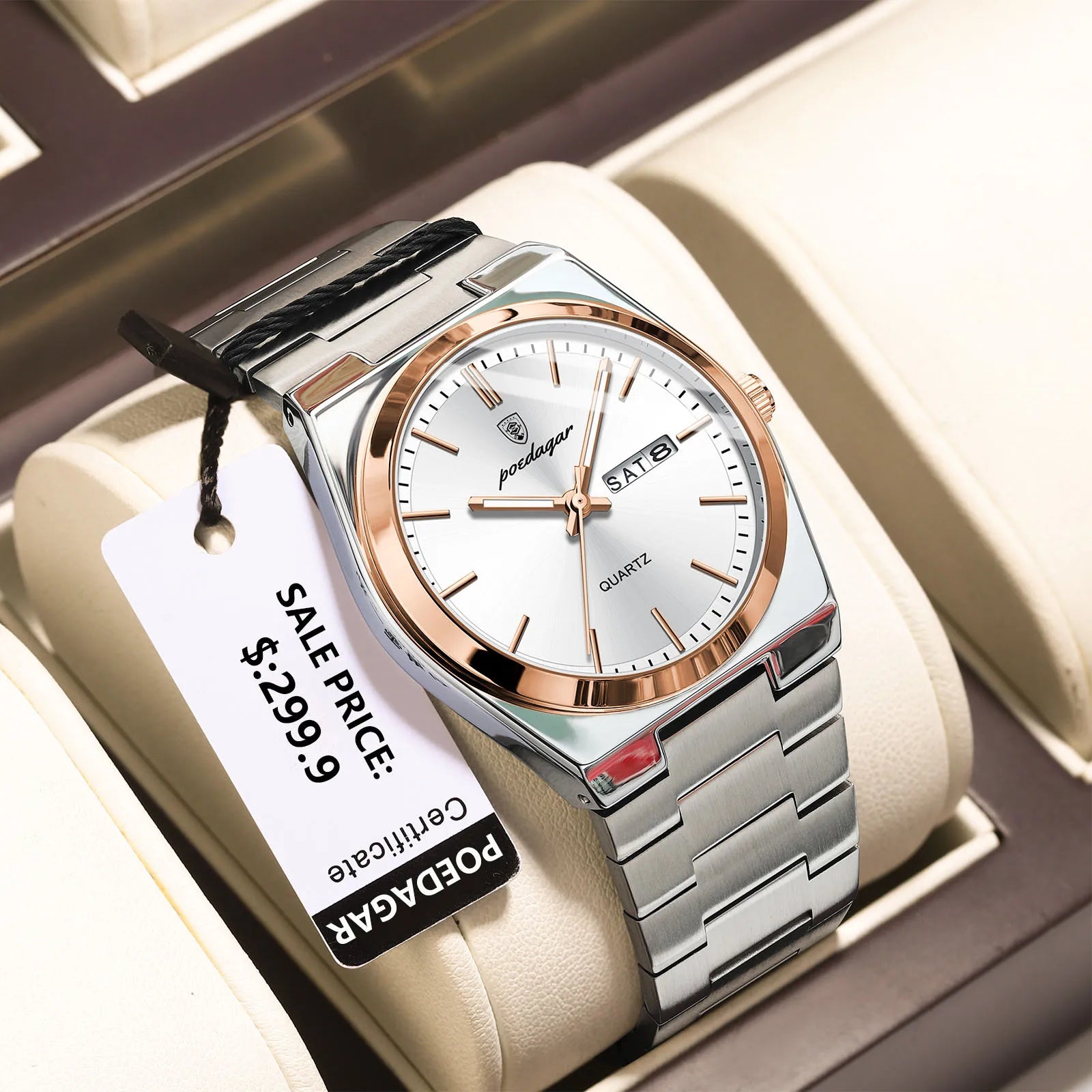 POEDAGAR Luxury Watch For Man Waterproof Luminous Date Week Stainless Steel Men Watch Casual Quartz Men's Watches Male Clock+box - Sun Studio