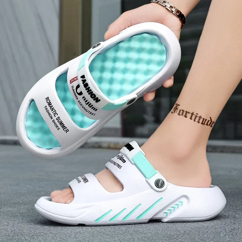 2025 Summer Men's Massage Slippers Outdoor Sandals Beach Comfortable Soft Slides Indoor Casual Shoes Men Sandals Big Size 47 48 - Sun Studio
