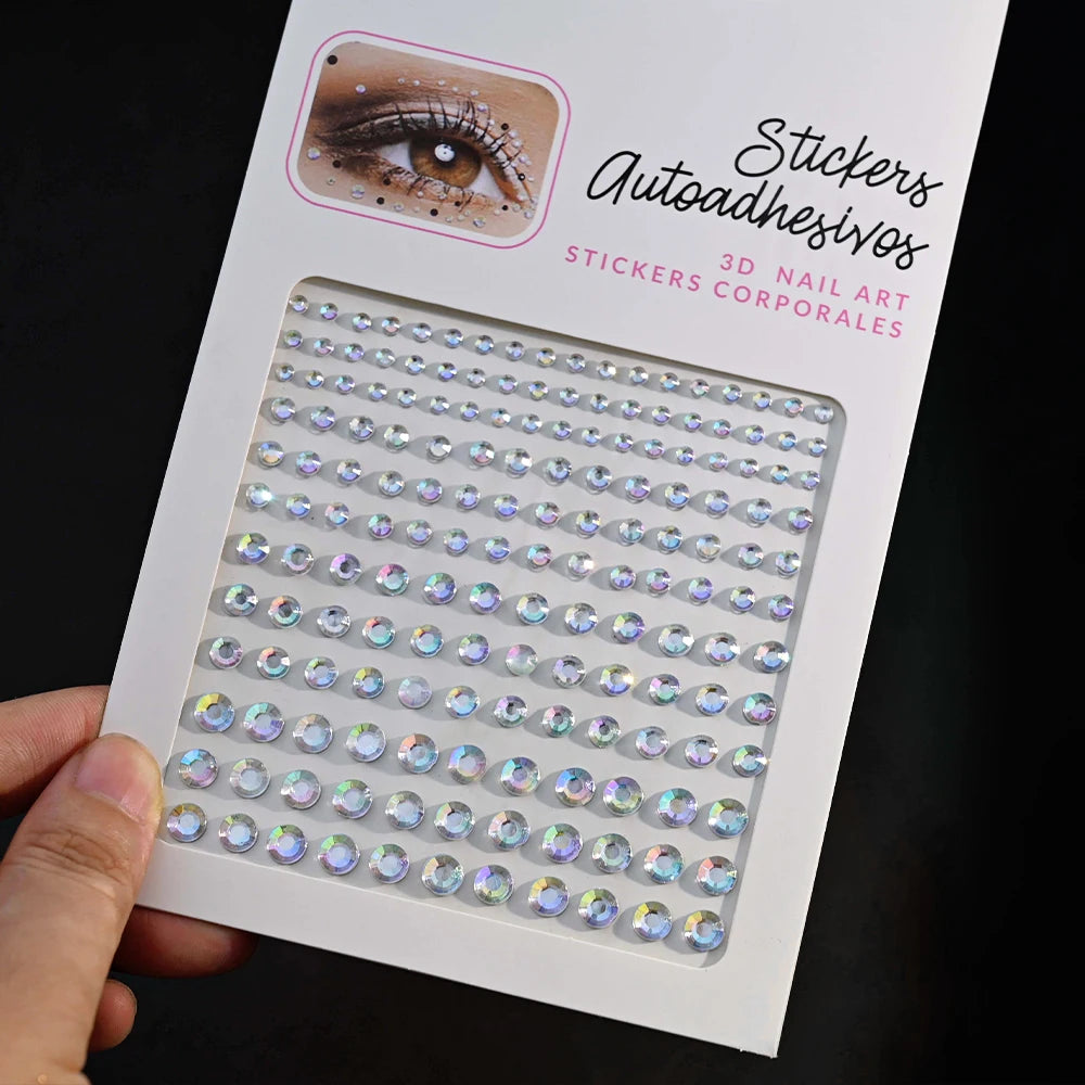 1 Stück Gesicht Diamant-Gem-Sticker, 5D, bunte Strass-Tattoo-Aufkleber, für Festival, Nagel, Körper-Make-up, Bling-Schmuck, DIY Gesichtssticker