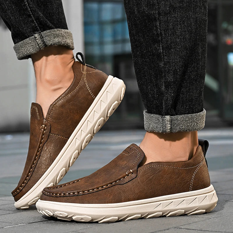 New Men's Casual Shoes Fashion Comfortable Men's Shoes High Quality Leather Men Driving Shoes Handmade Flat Shoes Men Sneakers - Sun Studio