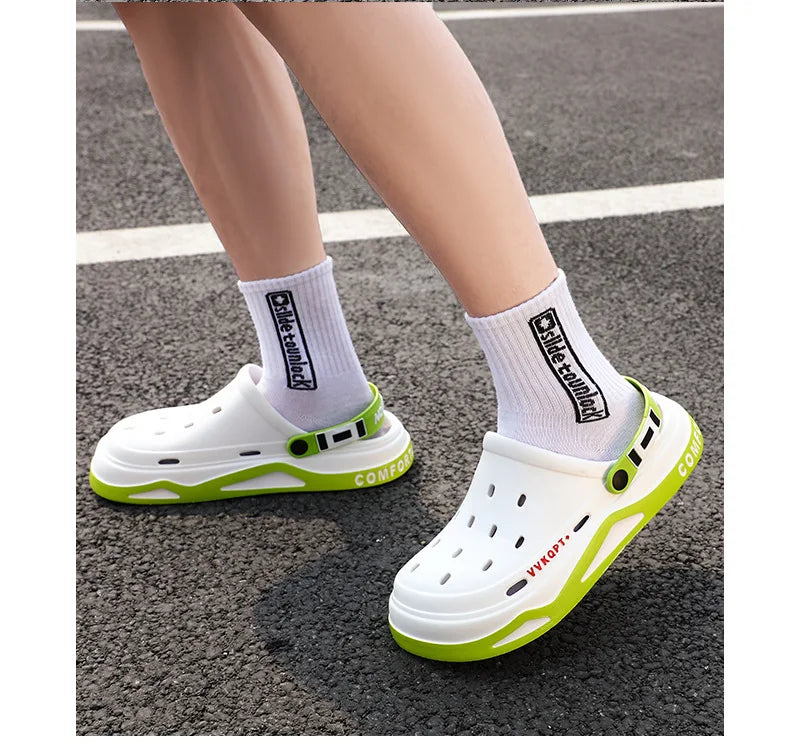 Summer new trend hole shoes outside wear cartoon fashion home home couples non-slip hole sandals beach Baotou slippers men's - Sun Studio