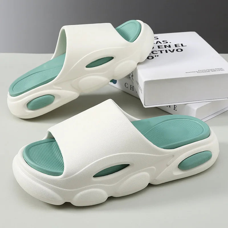 Shevalues Men Summer Slippers New Thick Sole EVA Sandals Indoor Non-slip Unisex Bathromm Slides Casual Platform House Slippers - Sun Studio