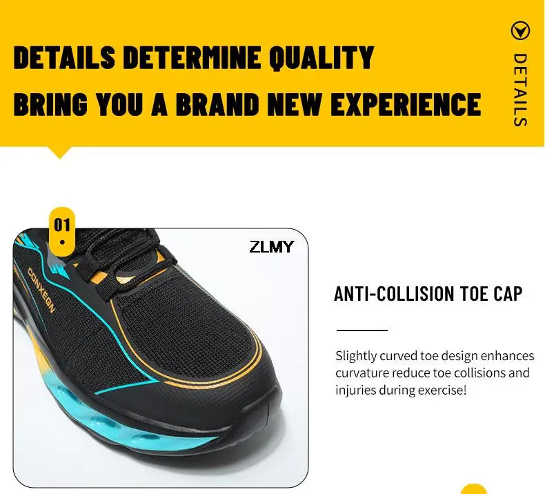 Fashion Safety Shoes for Men Steel Toe Sneakers Puncture Proof Industrial Work Shoes Man Breathable Work Safety Boots Anti-smash - Sun Studio