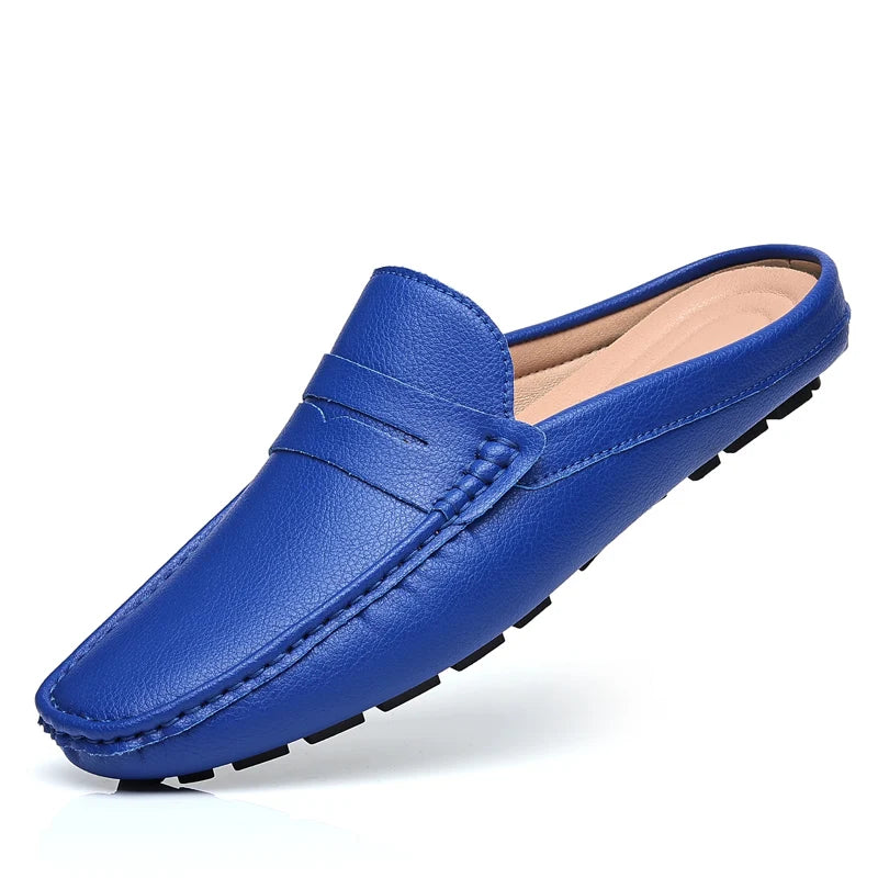 YRZL Loafers Summer Slip on Half Shoes for Men PU Leather Slippers Casual Breathable Comfy Loafers Moccasins Casual Shoes Men