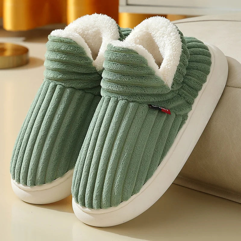 Asgard Men Plush Platform Slippers Winter Warm Outdoor Antiskid Fluffy Soft Cotton Boot Indoor Fashion Cozy Furry Flat Home Shoe