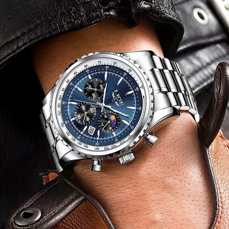 LIGE 2024 Top Brand Luxury New Men Watch Quartz Man Watches Waterproof Luminous Watch for Men Date Chronograph Sport Wristwatch - Sun Studio