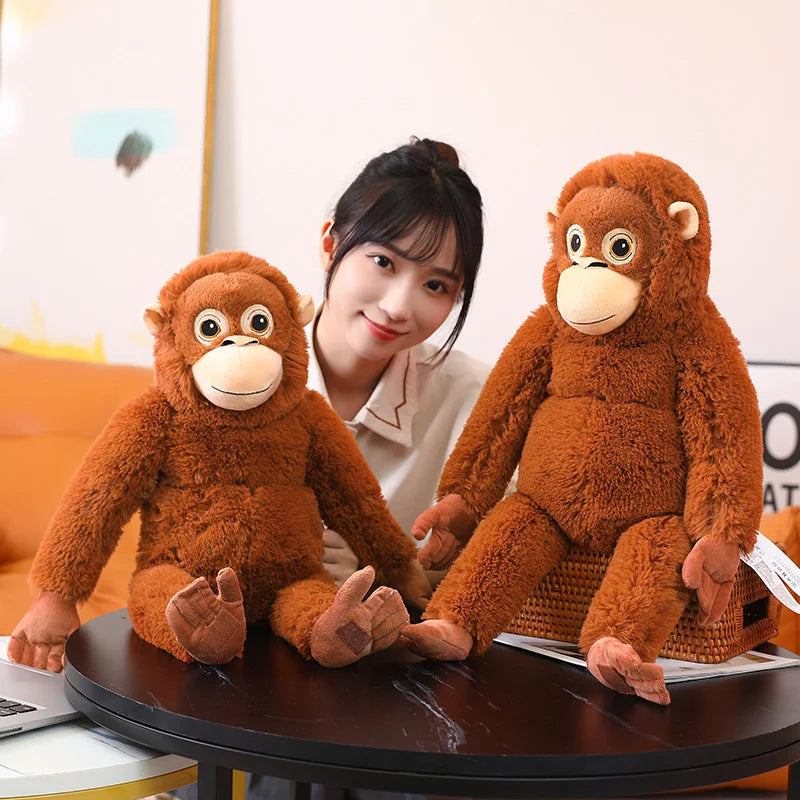 Cartoon Punch Monkey Plush Doll Brown Chimpanze Mom And Black Monkey Baby Together Animal Stuffed Doll Home Decor Gift For Kids - Sun Studio