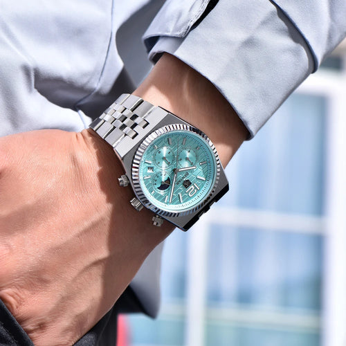 2025 New BENYAR Moon Phase Mens Watches Top Luxury Quartz Chronograph Watch For Men Stainless Steel Waterproof Sports Clock Gift - Sun Studio