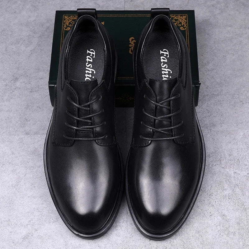 Men's Genuine Leather Oxford Dress Shoes Business Formal Office Wedding Lace-Up Black For Gentleman Plus Big Size 49 50 51 52 53 - Sun Studio