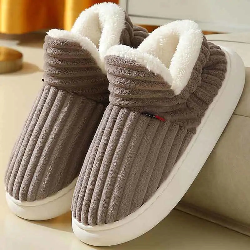 Warm Furry House Slippers Women Men Winter New Fashion Comfort Plush Slippers Home Indoor Outdoor Soft Thick Sole Cotton Shoes - Sun Studio