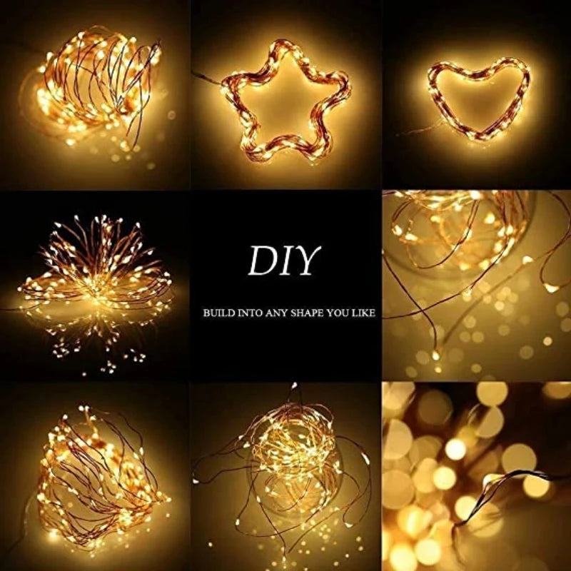 1-20M Led String Lights Copper Wire Starry Fairy Lights Battery Operated Lights for Bedroom Christmas Parties Wedding Decoration - Sun Studio