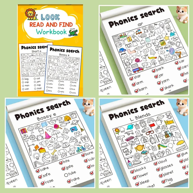 3pcs Cartoon Fun Puzzle Children Coloring Book Look Find Early Kid Education Find Items Observation Focus Enhance Coloring Book - Sun Studio