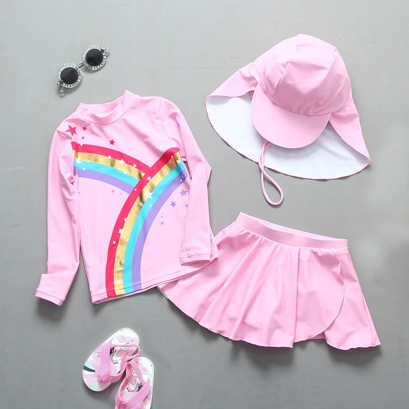 UPF50 Girls Swimwear Long Sleeves Floral Baby Swimsuit UV Protection Children's Swimming Suit Beach Summer Toddler Bathing Suit - Sun Studio