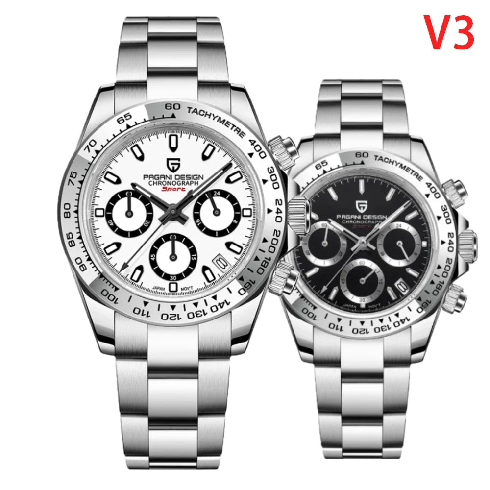 PAGANI DESIGN New Ceramic Bezel Men Quartz Wristwatches Luxurys Sapphire Glass Chronograph 100m Waterproof Stainless Watches Men - Sun Studio