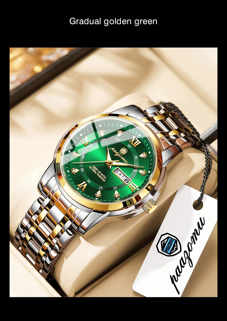 PAAZOMU Classic Casual Quartz Watch Men Women Waterproof Luminous Dial Business Dress Wristwatch Comfortable Watches Male+Box - Sun Studio