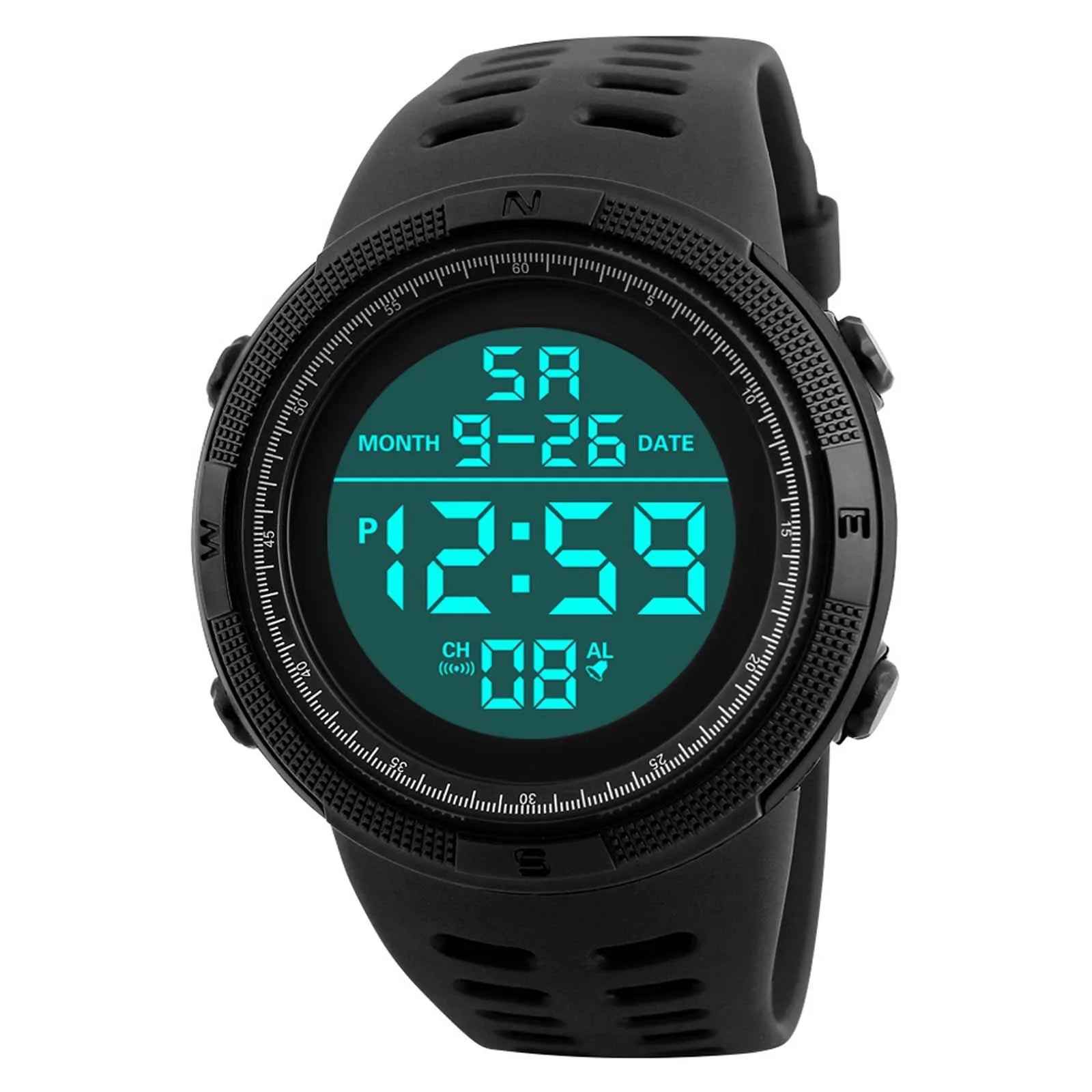 YIKAZE Men's Digital Electronic Watch Sports Glow 50mm Large Dial Student Outdoor Adventure Trend Multifunctional Watches Clock - Sun Studio