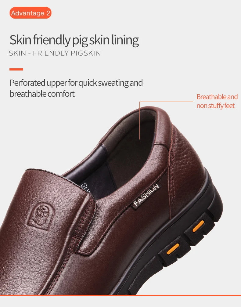 LAORENTOU genuine leather thick soled casual leather shoes for middle-aged and elderly fathers, oversized business shoes 66736 - Sun Studio