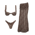 3 Pcs Leopard Bikini Swimsuit with Cover Up kimonos Swimwear Women Bathing Suit Bandage Bikini Set Swimming Suits Biquini - Sun Studio