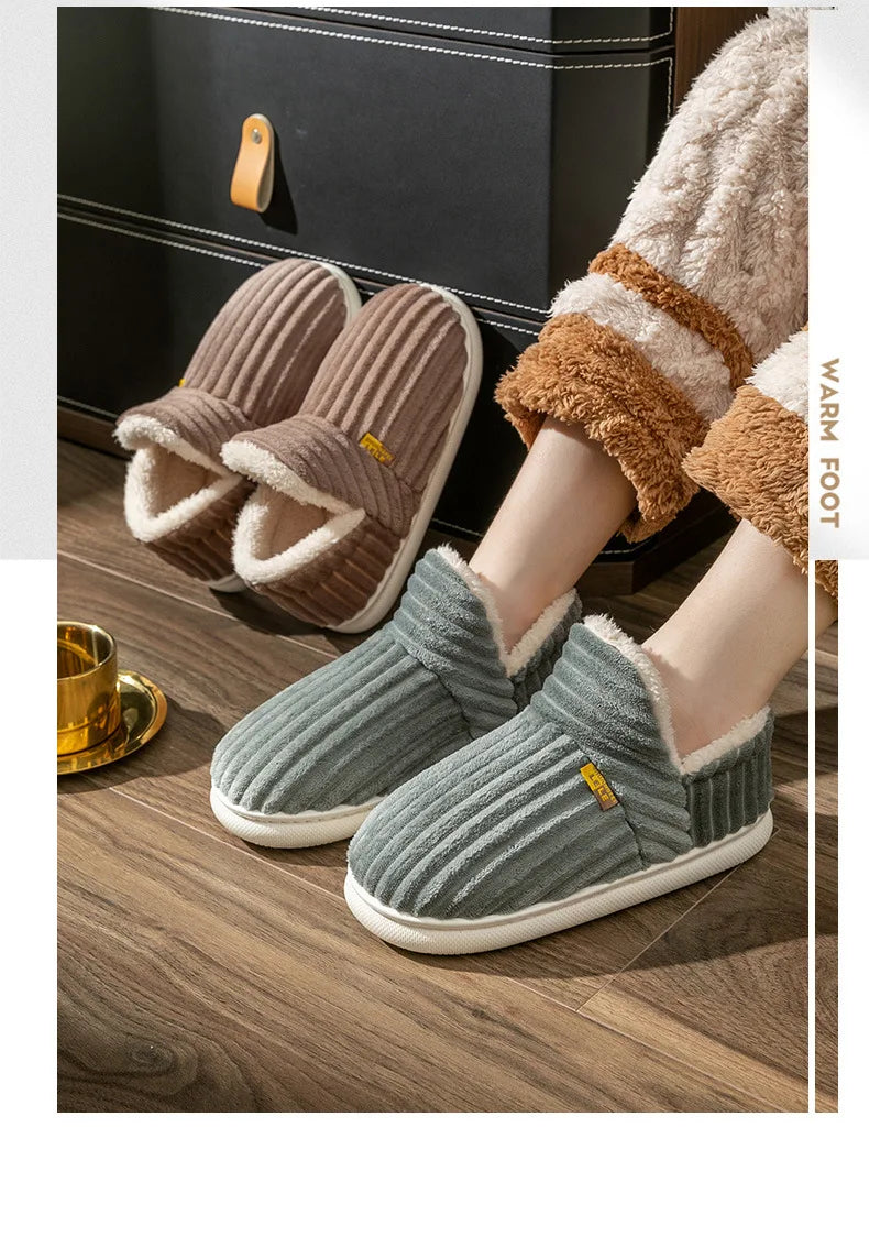 Asgard Men Plush Platform Slippers Winter Warm Outdoor Antiskid Fluffy Soft Cotton Boot Indoor Fashion Cozy Furry Flat Home Shoe - Sun Studio