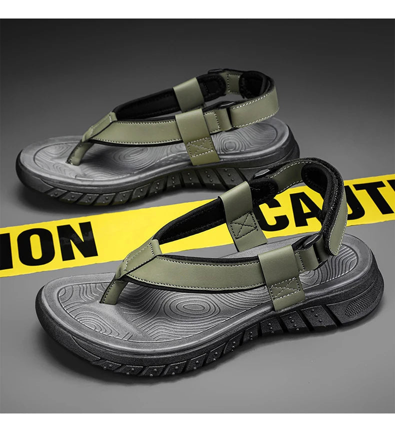 Summer men's casual breathable outdoor beach shoes flip flops waterproof anti slip comfort mesh sandals youth fashion slippers - Sun Studio