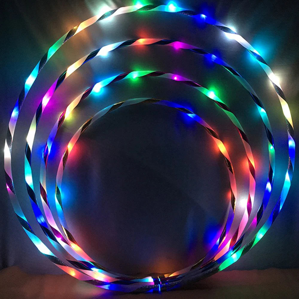 LED Colorful Fitness Circle Performing Arts Abdominal Fat Loss Light Fitness Crossfit Foldable Sport Hoop Gym Fitness Equipments - Sun Studio