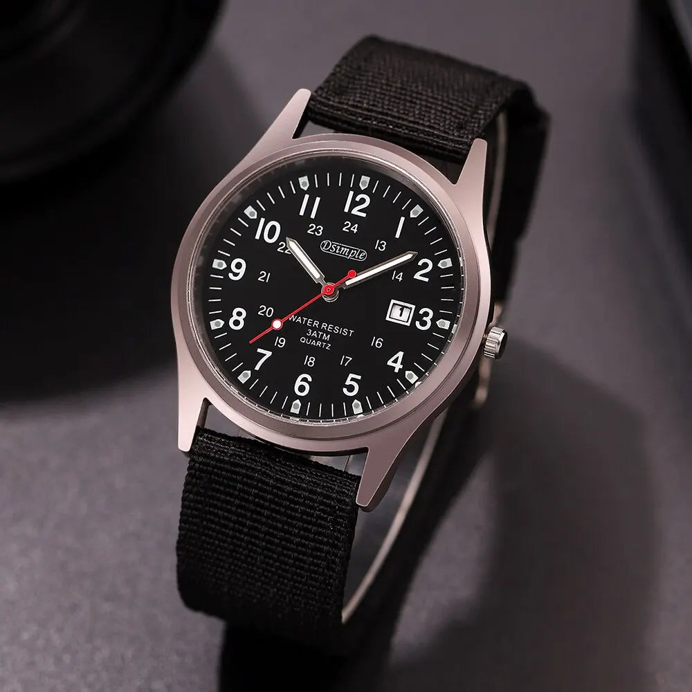Fashion Mens Watches Luminous Hands Clock Luxury Military Sports Calendar Quartz Wristwatch Men Casual Nylon Watch Reloj Hombre - Sun Studio