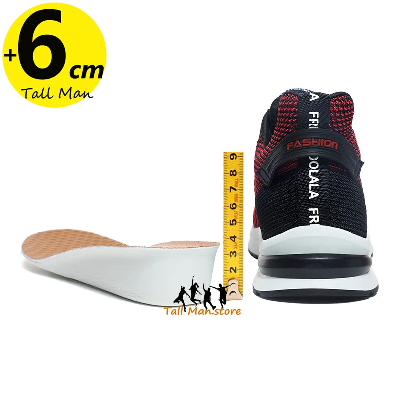 Men Sneakers Sports Lift  Height Increase Insole 6cm Mesh Plus Size 37-44 - Sun Studio
