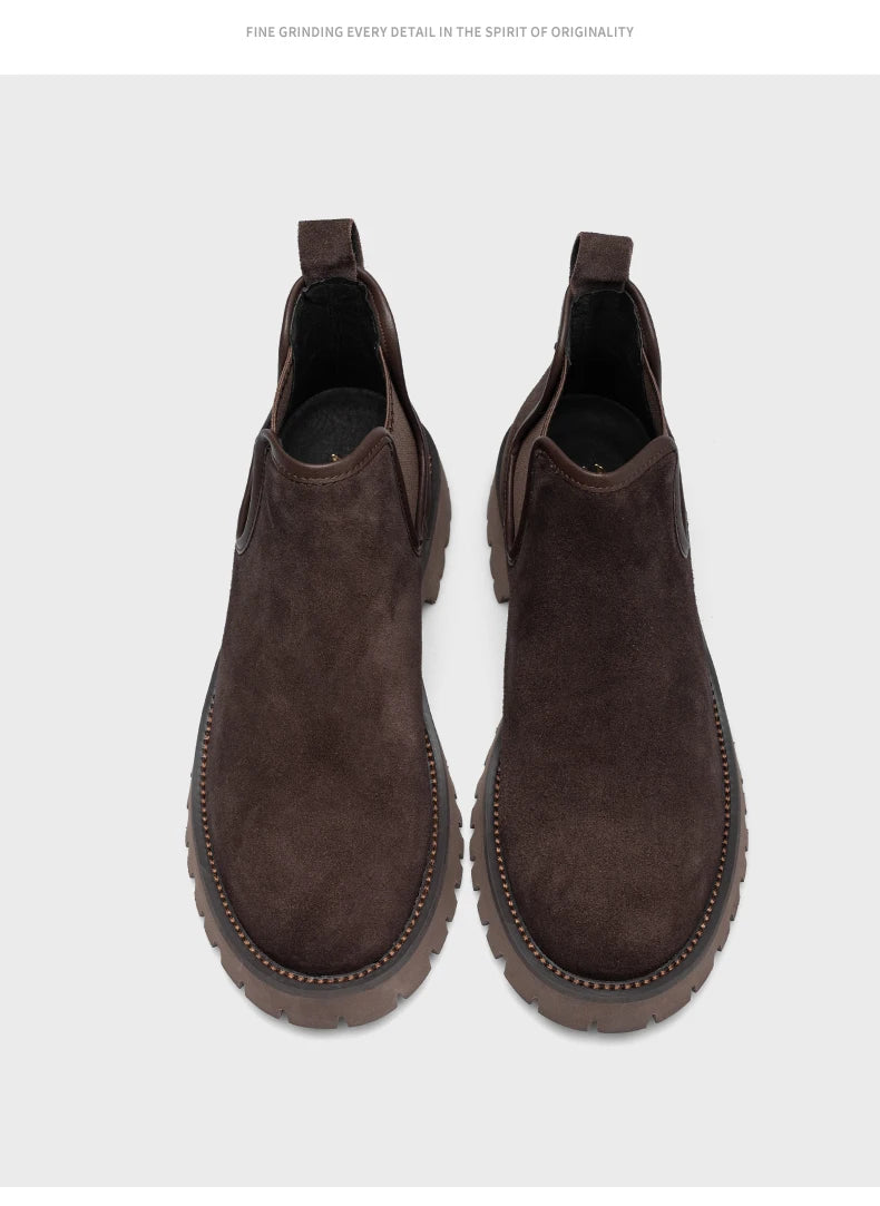 Chelsea boots, short boots, men's boots, breathable men's shoes, versatile and trendy high top leather boots 231146 - Sun Studio