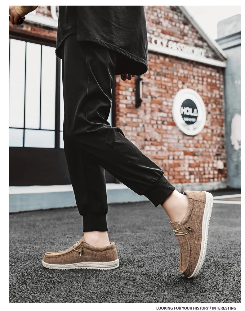 Men Casual Canvas Shoes Mens Loafers Breathable Slip on Flats Male Vulcanized Shoes Driving Shoes Plus Size 47 Walking Sneakers - Sun Studio
