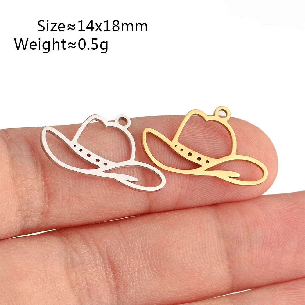 5Pcs Summer Hat/Lip Kiss/Swimsuit/Airplane Travel Charm  Stainless Steel Jewelry Making Craft DIY Bracelets Necklace Accessories - Sun Studio