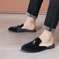 Fashion New Men Velvet Tassels Half Slippers Loafer Male Casual Purple Green Blue Black Mules Moccasins Breathable Driving Shoes - Sun Studio
