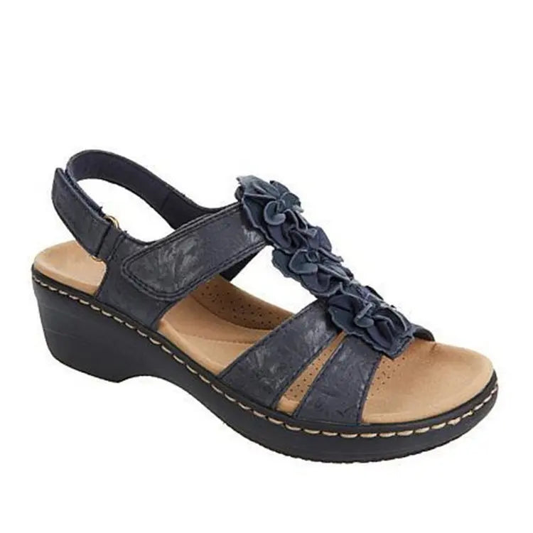 Summer Sandals Women 2022 New Flower Wedge Platform Orthopedics Shoes Retro Rome Casual Comfortable Peep Toe Sandalias De Mujer - Sun Studio