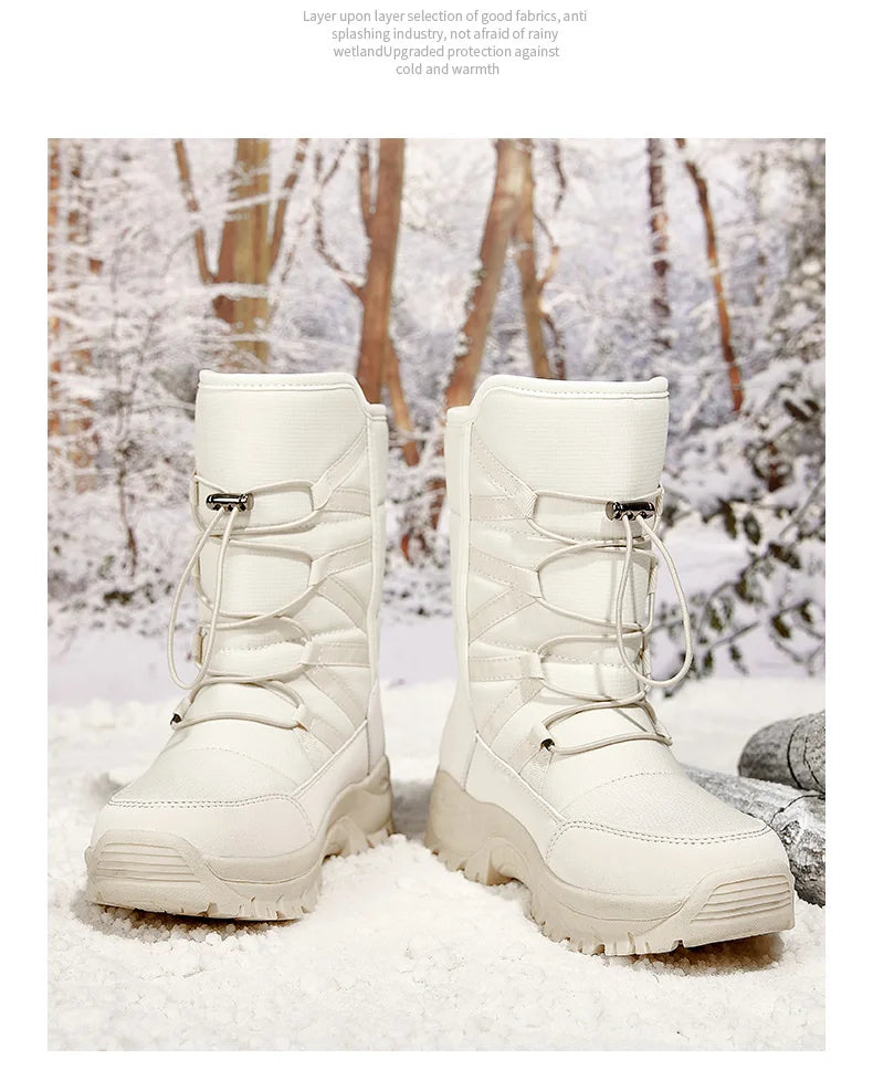New Warm Plush Snow Boots Men Lace Up Casual High Top Men's Boots Waterproof Winter Boots Anti-Slip Ankle Boots Men's Work Boots