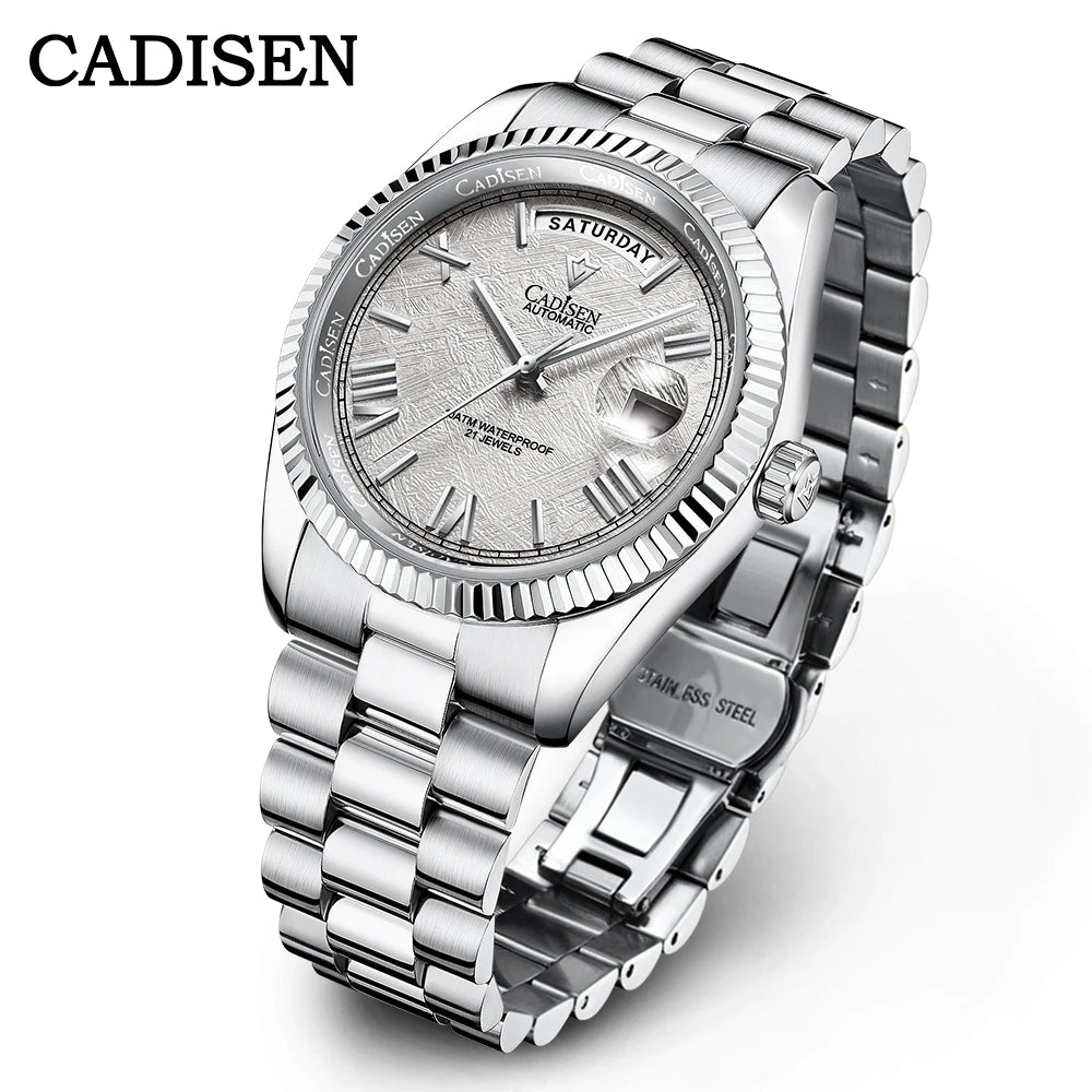 NEW 2025 CADISEN Men's Mechanical Watches Luxury Meteorite Dial Automatic Watch For Men Week 100M Japan MIYOTA 8285 Clock Man - Sun Studio