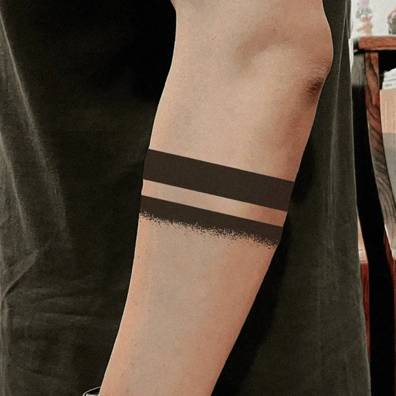 1Pc Geometry Arm Band Waterproof Temporary Tattoo Stickers, Long-lasting Waterproof for One to Two Weeks, Suitable for Arm, Leg. - Sun Studio