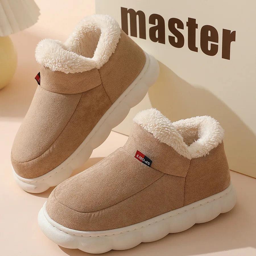 Asgard Men Plush Platform Slippers Winter Warm Outdoor Antiskid Fluffy Soft Cotton Boot Indoor Fashion Cozy Furry Flat Home Shoe