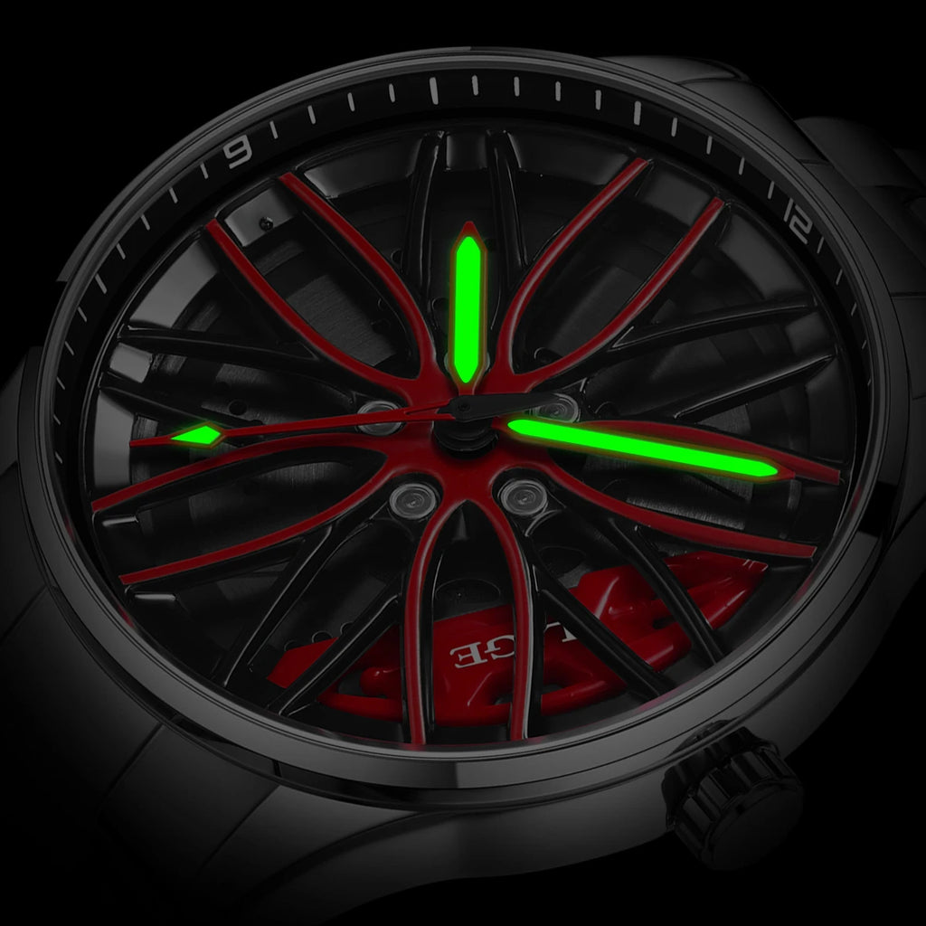 LIGE Men Watches Waterproof Rotary Sport Car Rim Man Luxury Watch Luminous Fashion Stainless Steel Quartz Men's Watches - Sun Studio